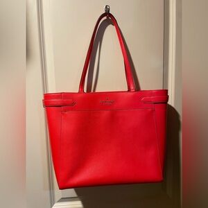 Kate Spade Red SAFFIANO Leather Tote Bag and recycled KS shoppers tote